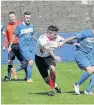  ??  ?? not long after the restart. Kilmartin and MacLeod both shot wide before they finally took the lead in the 65th minute.
Halford saved Davidson’s header, but Newman netted from the rebound.
The game reached boiling point in the 67th minute when...