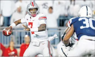  ?? AP PHOTO ?? Ohio State quarterbac­k Dwayne Haskins Jr. throws a pass against Penn State during a game in September.