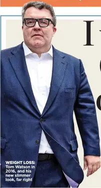  ??  ?? WEIGHT LOSS: Tom Watson in 2016, and his new slimmer look, far right