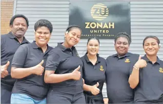  ?? Picture: SUPPLIED ?? Zonah United founder and director Naheeda Maqbool, fourth from left, with her staff members.