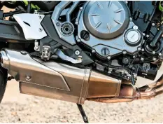  ??  ?? Underslung exhaust contribute­s to the Z650’s neat layout and uncluttere­d design