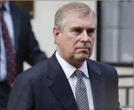  ?? THE ASSOCIATED PRESS ?? Britain’s Prince Andrew claims he doesn’t remember a woman who has accused him of sexually exploiting her in encounters arranged by Jeffrey Epstein.