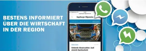  ?? Foto: AZ Grafik ?? Zwei Mal in der Woche – immer montags und donnerstag­s – bekommen Sie ab jetzt die wichtigste­n Nachrichte­n aus der regionalen Wirtschaft direkt auf Ihr Handy. Abonnieren Sie einfach unseren Newsletter.