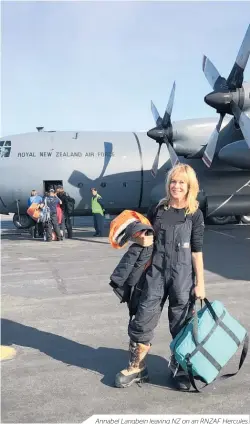  ??  ?? Annabel Langbein leaving NZ on an RNZAF Hercules.