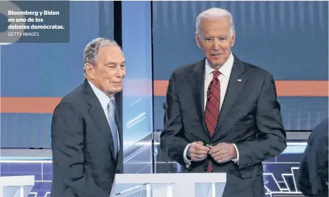  ?? GETTY IMAGES ?? Bloomberg y Biden en uno de los debates demócratas.