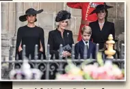  ?? Photo: AFP ?? From left: Meghan, Duchess of Sussex, Camilla, Queen Consort, Prince George of Wales and Catherine, Princess of Wales look at the coffin of the late Queen Elizabeth II on September 19, 2022.