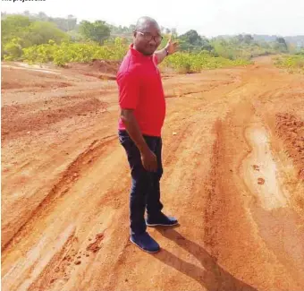  ??  ?? THISDAY correspond­ent, David-Chyddy Eleke at the project site