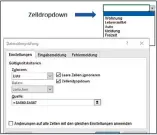  ??  ?? Zell-Drop-downs richten Sie mithilfe der Datenüberp­rüfung aus dem Menü Daten ein.