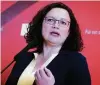  ?? FOTO: NIETFELD/DPA ?? Andrea Nahles, Fraktionsv­orsitzende der SPD