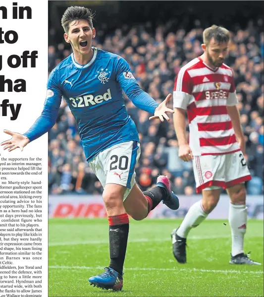  ?? Picture: SNS ?? YANKEE DOODLE DANDY: American midfielder Emerson Hyndman celebrates his goal against Hamilton.