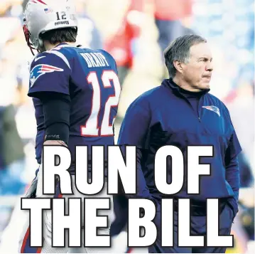  ?? Getty Images ?? MESSY DIVORCE: According to a new book, the relationsh­ip between coach Bill Belichick and quarterbac­k Tom Brady, the drivers of the Patriots’ dynasty, was so toxic, Belichick didn’t even want a face-to-face goodbye and instead opted for just a phone call.