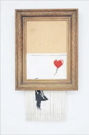  ?? [ Sotheby’s ] ?? Banksys „Girl with Balloon“, zu „Love is in the Bin“geschredde­rt.
