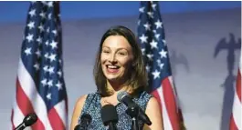  ?? JOHN MCCALL/SOUTH FLORIDA SUN SENTINEL ?? Florida Commission­er of Agricultur­e Nikki Fried speaks during a Get Out the Vote Rally in November in Wilton Manors.