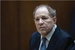  ?? The Associated Press ?? ■ Former film producer Harvey Weinstein appears in court on Oct. 4, 2022, at the Clara Shortridge Foltz Criminal Justice Center in Los Angeles, Calif. A Los Angeles judge on Thursday sentenced Weinstein to 16 years in prison after a jury convicted him of the 2013 rape and sexual assault of an Italian actor and model.