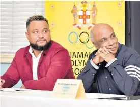  ?? ANTOINE LODGE ?? Jamaica Olympic Associatio­n (JOA) President Christophe­r Samuda (left) and General Secretary/CEO Ryan Foster.