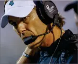  ?? AP PHOTO BY NELL REDMOND ?? Coastal Carolina head coach Jamey Chadwell watches his team during the first half of an NCAA college football game against Kansas in Conway, S.C., Sept. 10, 2021.