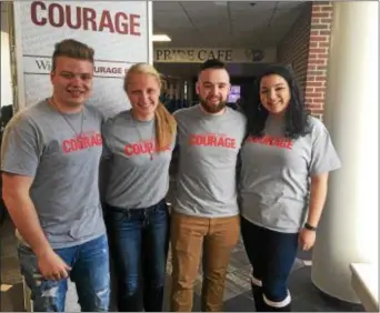  ?? COLIN AINSWORTH — DIGITAL FIRST MEDIA ?? Widener University Courage Day and Theresa Kash. organizers Herbie Schulze, Kaylee Horchak, Dave McCann