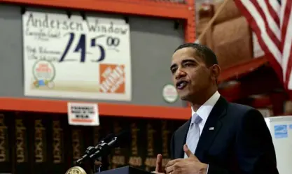  ?? —AP ?? In this Dec. 15, 2009 file photo, President Barack Obama speaks during a visit to Home Depot in Alexandria, Va. Obama came in amid horrendous recession, since then has had 75 months straight months of job growth. The job market has changed in those...