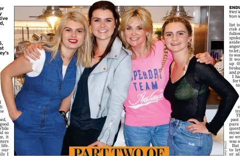  ??  ?? ENDURING LOVE: Anthea Turner, third left, with her stepdaught­ers, from left, Amelia, Lily and Claudia