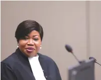  ?? (Eva Plevier/Pool/Reuters) ?? FATOU BENSOUDA, Internatio­nal Criminal Court prosecutor, at the ICC in The Hague.