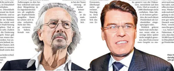  ?? RP-FOTOS: ENDERMANN/BRETZ ?? Peter Handke (l.) wurde vom damaligen OB Joachim Erwin sehr geschätzt.