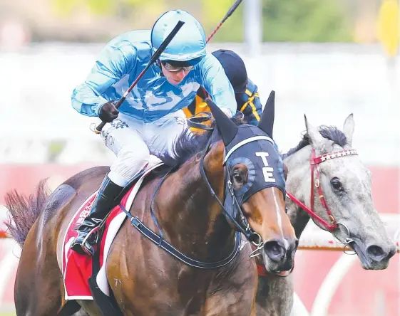  ?? Picture: GETTY IMAGES ?? From Within wins the Alinghi Stakes at Caulfield with Kerrin McEvoy in the saddle.