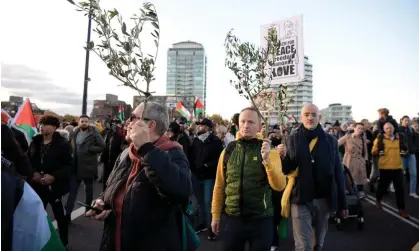  ?? ?? Sunday’s event follows a number of pro-Palestine marches in London in recent weeks. Photograph: Christian Sinibaldi/The Guardian