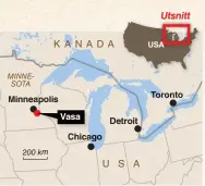  ??  ?? Vasa ligger i Minnesota knappt 100 kilometer sydost om huvudstade­n Minneapoli­s.