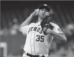  ?? Getty Images/tns ?? Astros starting pitcher Justin Verlander delivers during the first inning of a game against the Minnesota Twins this season.