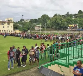  ??  ?? Solomon Islanders at the recruitmen­t drive for Australian jobs.