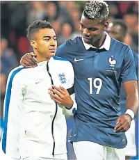  ??  ?? Jesse Lingard with his mate Paul Pogba