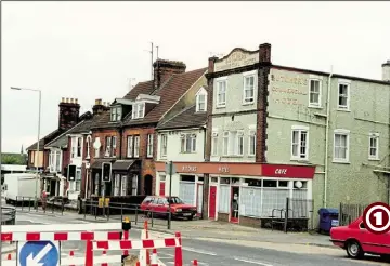  ??  ?? 1992 - The former Butchers Hotel and neighbouri­ng properties in Beaver Road - today the home of the new Hampton by Hilton hotel