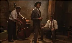  ?? Photograph: David Lee/Netflix ?? Michael Potts as Slow Drag, Chadwick Boseman as Levee and Colman Domingo as Cutler.