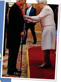  ??  ?? TIMELY HONOUR: Nicholas Parsons receives a CBE for his charitable work from the Queen in 2014. Left: The veteran entertaine­r has hosted popular radio show Just A Minute in six different decades