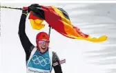  ??  ?? Doppel-Gold: Die Deutsche Laura Dahlmeier gewann nach dem Sprint auch das Verfolgung­srennen