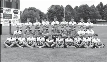  ?? Alex Eller ?? The 2020 Anselmo-Merna Coyotes Football team pictured above from Front Row left are Sid Miller, Brant Schmidt, Quinten Myers, Ethan Chandler, Zane Druery, Tate Thornton, Owen Cantrell, Cade Coufal, Tyce Porter, Colin Cooksley; Middle Row; Bryce Schmidt, Troy Kirkpatric­k, Cort West, Tyson Nelson, Seth Chandler, Joel Finney, Kade Safranek, Jadon Wells, Cameron Barnett; Back Row: Carter Johnson, Garret Porter, Owen Wright, Cass McGinn, Dalton Duryeu, Wyat Lambertson, Nathan Kastens, Sam McMillian, and Alex Younes.