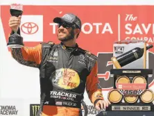  ?? Jonathan Ferrey / Getty Images 2019 ?? Martin Truex Jr. has good memories of Sonoma Raceway, including this 2019 win in the Toyota/Save Mart 350.