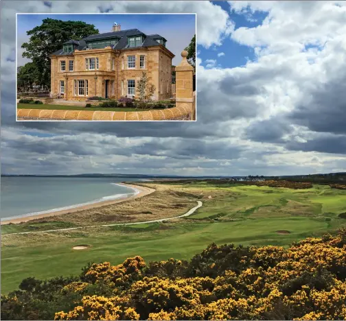  ??  ?? Above: A great view of some of the holes at the Royal Dornoch Golf Club; inset picture of luxurious Links House at Royal Dornoch