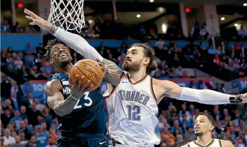  ?? PHOTO: AP ?? OKC Thunder centre Steven Adams has always been a steely defensive presence, but is now adding offensive firepower to his arsenal.