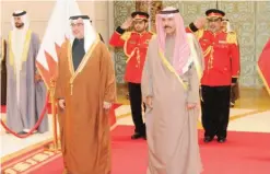  ??  ?? KUWAIT: His Highness the Crown Prince Sheikh Nawaf Al-Ahmad Al-Jaber Al-Sabah bids farewell to Bahraini Crown Prince, Deputy Supreme Commander and First Deputy Prime Minister Prince Salman bin Hamad Al Khalifa. — KUNA