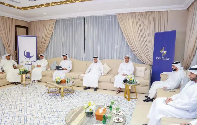  ??  ?? ↑
Top officials during the industrial Ramadan Majlis, organised by the Ajman Chamber of Commerce and Industry.