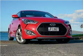  ??  ?? More aggressive frontal styling for turbo version of Veloster. But all models wear the same 18-inch wheels/tyres.