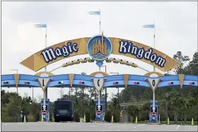  ?? JOHN RAOUX — THE ASSOCIATED PRESS ?? The entrance to the parking lot at the Magic Kingdom at Walt Disney World is closed March 16in Lake Buena Vista, Fla.
