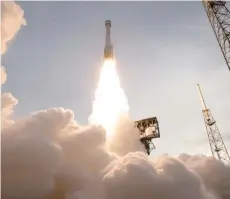  ?? — AFP photo ?? A handout image courtesy of Nasa shows a United Launch Alliance Atlas V rocket, with Boeing’s CST-100 Starliner spacecra aboard, launching from Space Launch Complex 41 at Cape Canaveral Space Force Station in Florida.