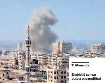  ?? NA ?? El humo es señal de la letal explosión en un cuartel de Homs.