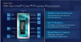  ?? ?? Intel’s 12th-gen Core (Alder Lake) P-series chips aren’t specifical­ly designed for discrete GPUS, though you may see some P-series PCS with a discrete GPU attached.