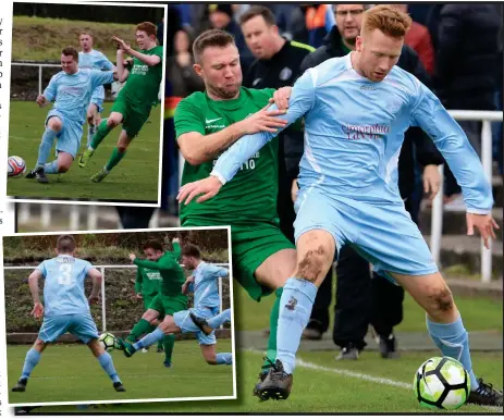  ??  ?? Paul Brennan (right) scored for the Hill after St Roch’s dominated the first half, with chances from Paul Tierney and Aaron Daniel Millar