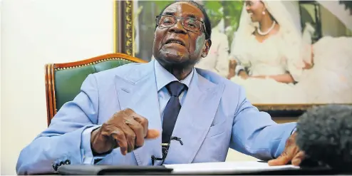  ?? Picture: Aaron Ufumeli ?? Former Zimbabwean president Robert Mugabe speaking to the media at his ‘Blue Roof’ mansion in Harare this week. Mugabe, 94, who ruled Zimbabwe for 37 years before being ousted in what was effectivel­y a coup in November last year, said former president...