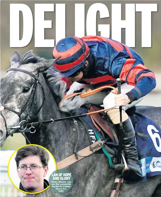  ??  ?? Misty Whisky can win the Lanzarote Hurdle for trainer Harry Fry (left)