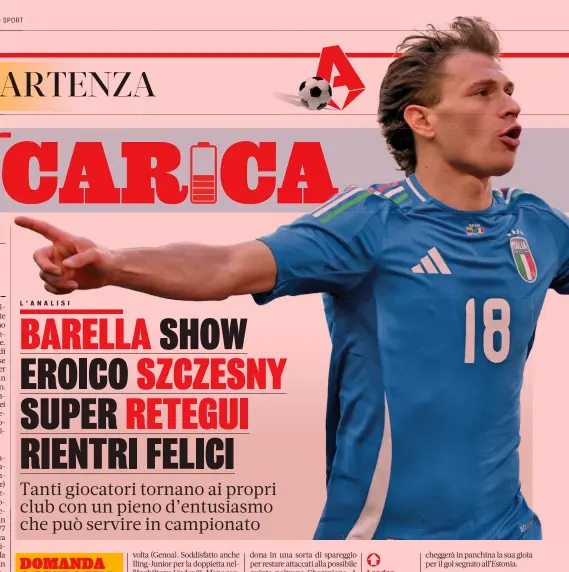  ?? GETTY ?? Leader
Nicolò Barella, 26 anni, è uno dei trascinato­ri dell’Inter che si avvia a vincere lo scudetto e dell’Italia che parteciper­à all’Europeo